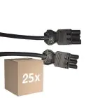 Mehrfachpackung 25x Noxion GST - Kompatibel Verlängerungskabel Schwarz - Männlich + Weiblich - 1,5m - 3 pole 1,5mm2